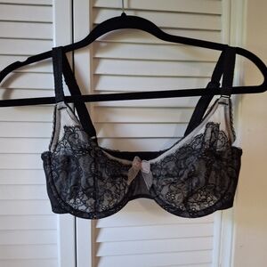 Wacoal Black Lace Bra with Pink Bow